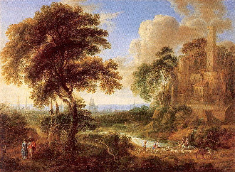 Neyts, Gilles Landscape with a Castle and Town in the Distance. France oil painting art